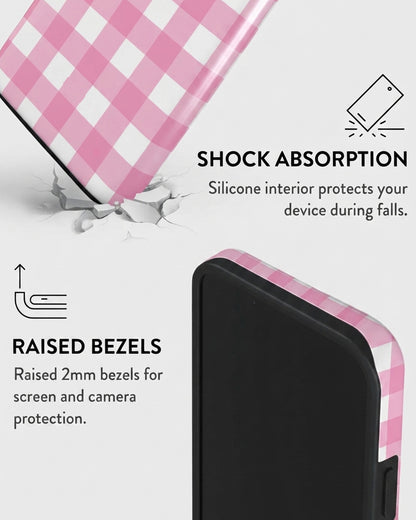 Pink Gingham Check iPhone 14 Plus Case
