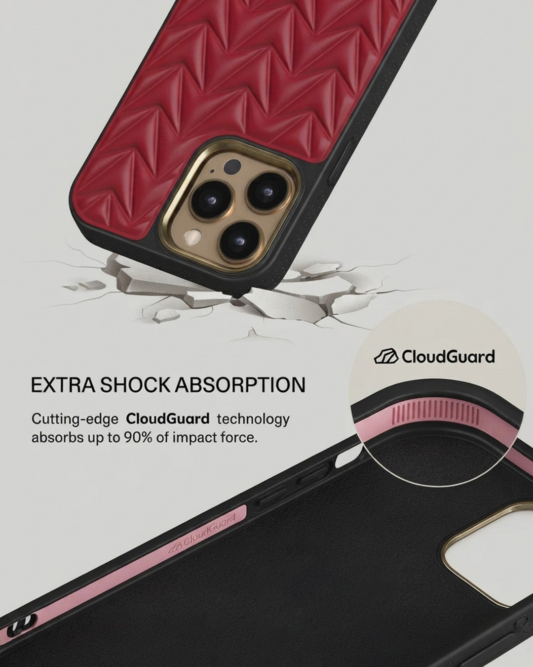Red Quilted Leather iPhone 14 Pro Max Case