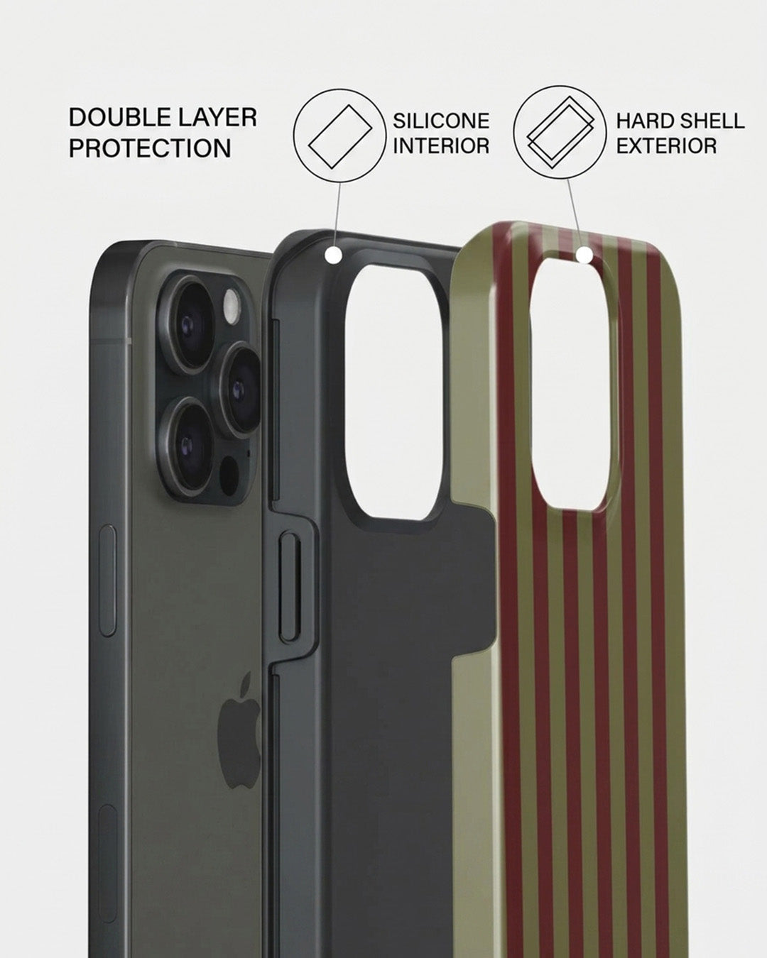 Olive & Maroon Stripe iPhone 15 Pro Case