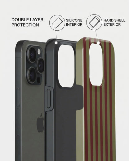 Olive & Maroon Stripe iPhone 15 Pro Case