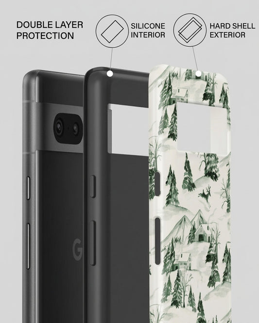 Winter Pine Forest Green Glossy Google Pixel 7 Case