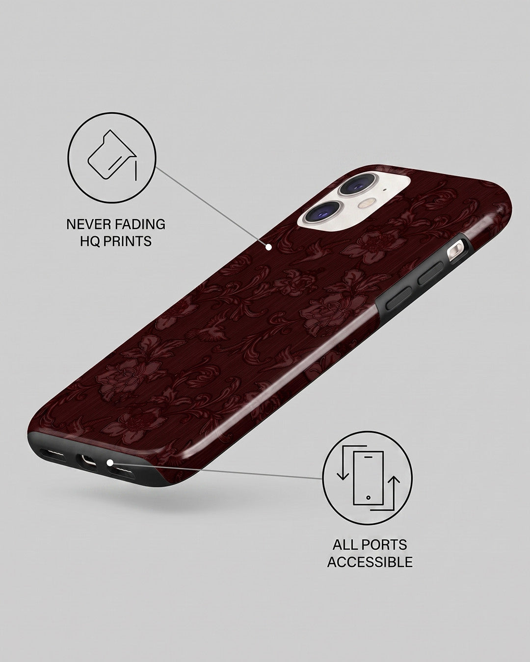 Burgundy Floral iPhone 11 Case