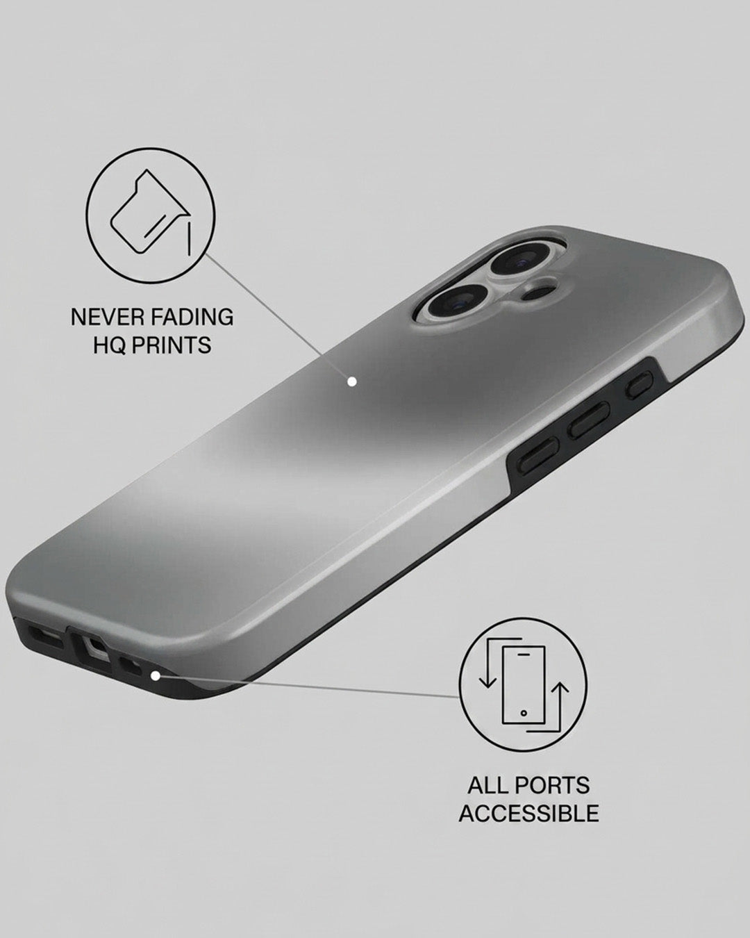 Silver Chrome Ombre iPhone 16 Plus Case