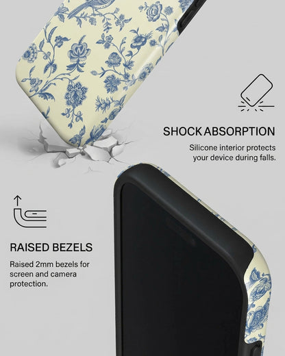 Blue Toile Floral iPhone 17 Pro Case