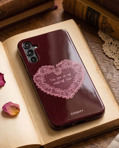 Burgundy Lace Heart Samsung Galaxy A25 Case