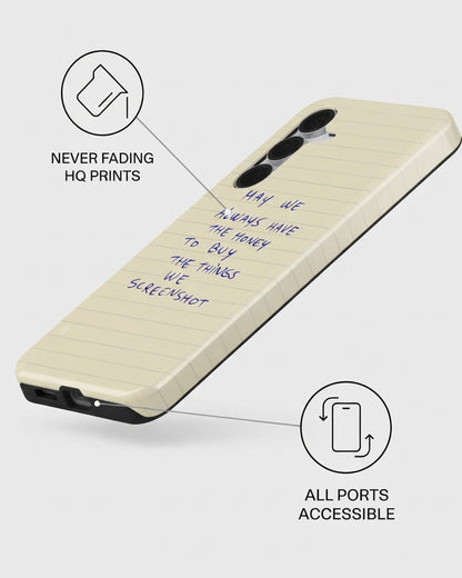 Notepad Quote Case for Samsung Galaxy S25 FE