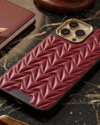 Red Quilted Leather iPhone 14 Pro Max Case