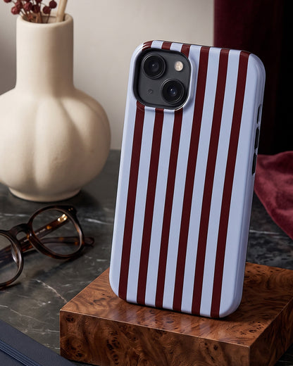Maroon Stripe iPhone 15 Plus Case