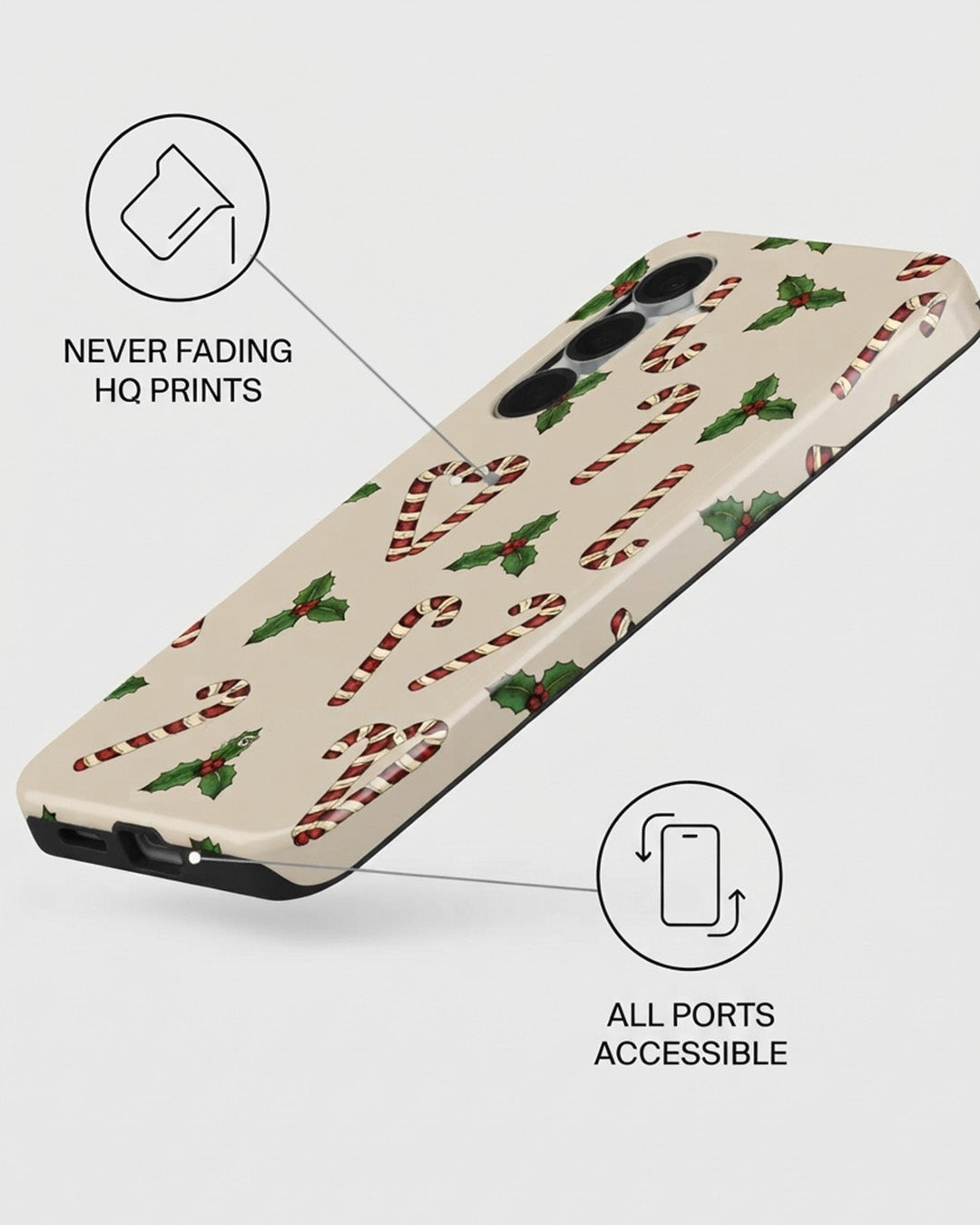 Candy Cane Holly Case for Samsung Galaxy S25 FE