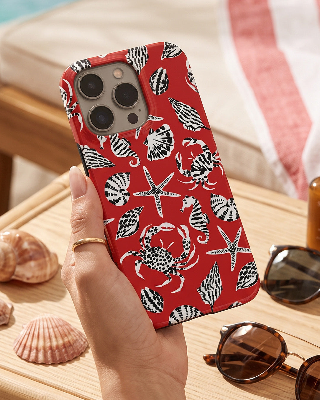 Red Coastal Critters iPhone 16 Pro Max Case