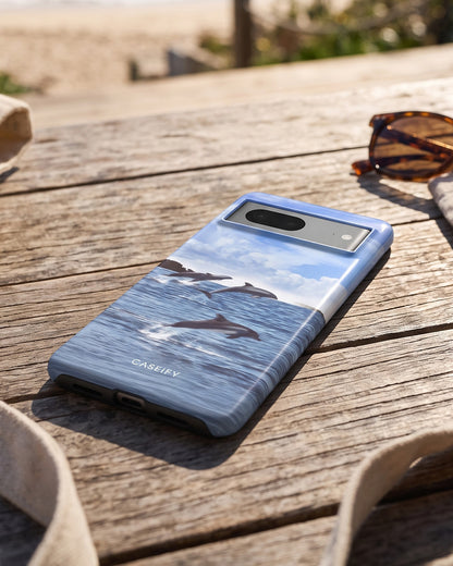 Jumping Dolphins Blue Glossy Google Pixel 7 Case