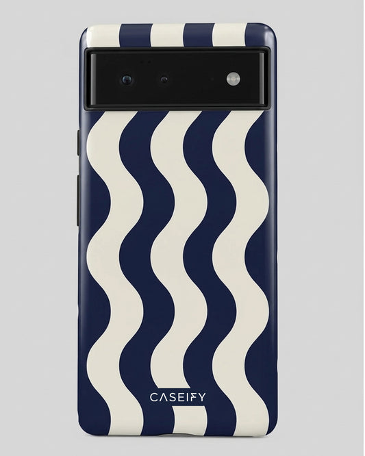 Navy Wavy Pixel 6a Case