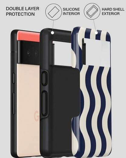 Navy Wavy Pixel 6a Case