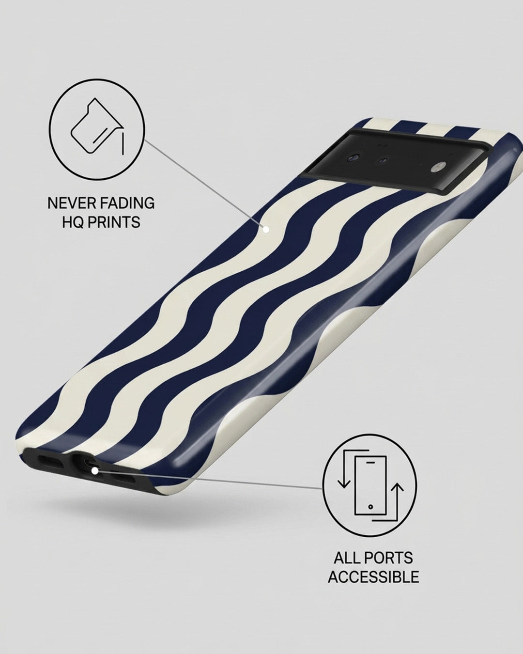 Navy Wavy Pixel 6a Case