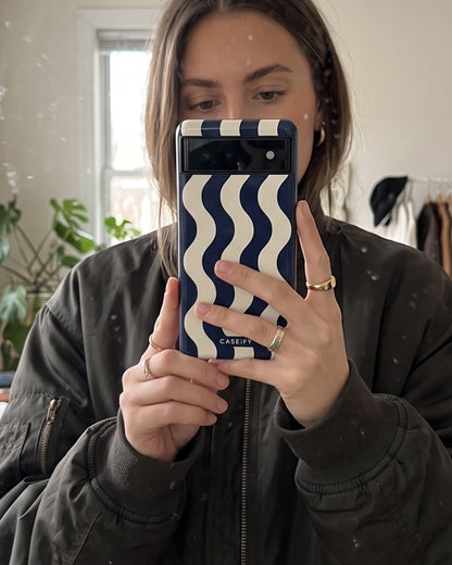 Navy Wavy Pixel 6a Case
