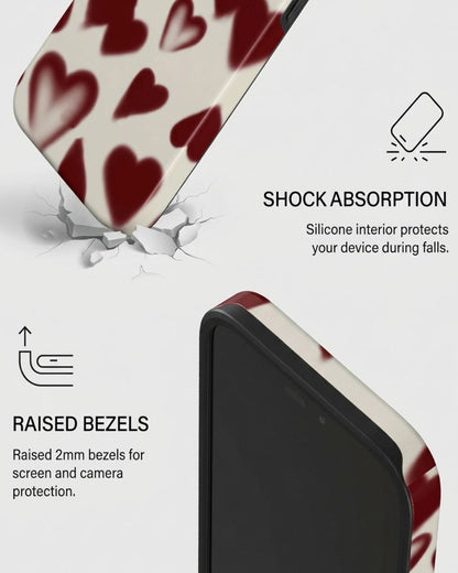 Burgundy Heart Print iPhone 17 Pro Max Case