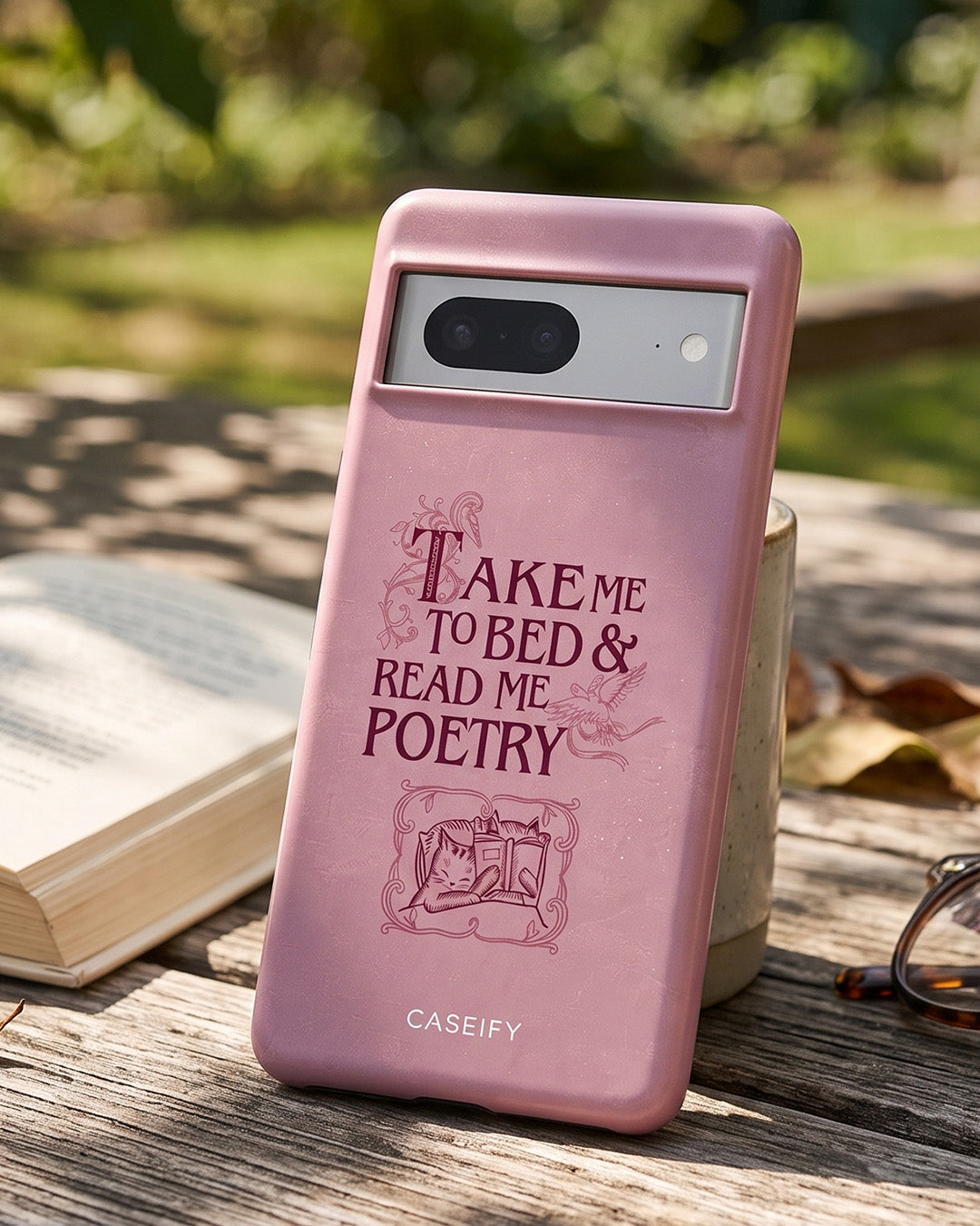 Take Me to Bed & Read Me Poetry Pink Matte Pixel 7 Case