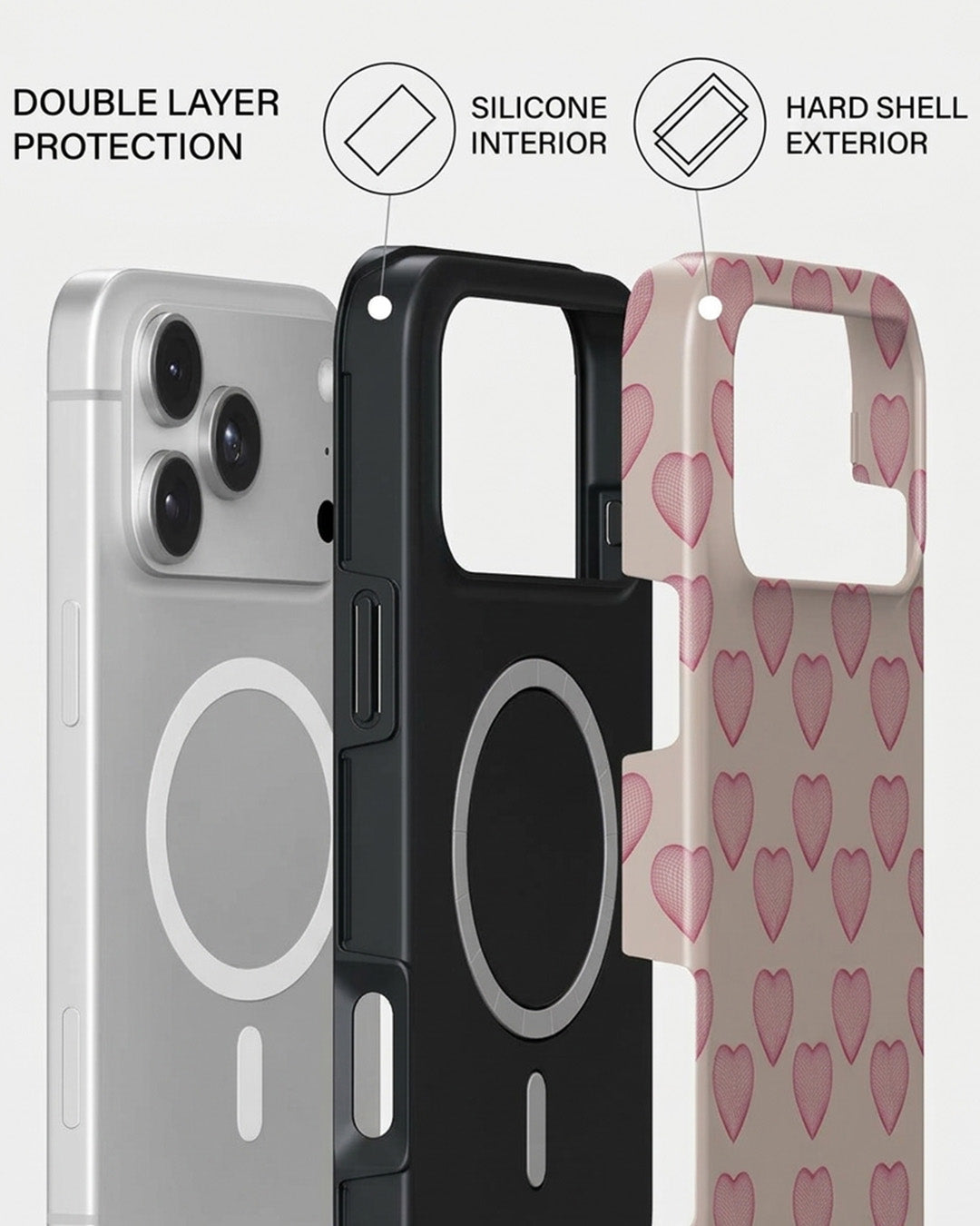 Pink Heart Print iPhone 18 Pro Case