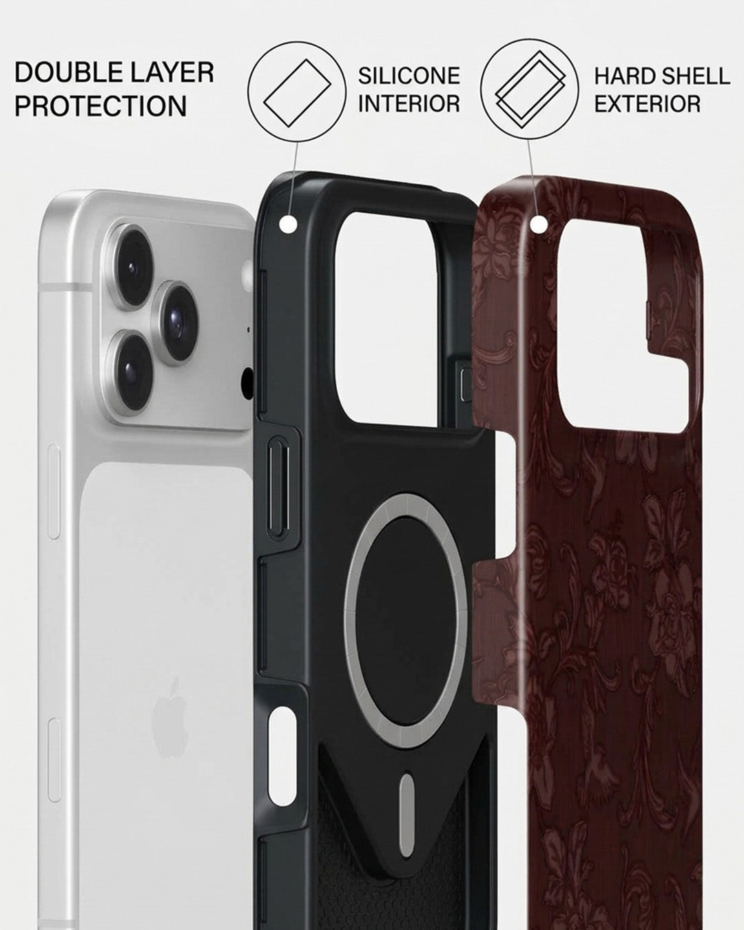 Burgundy Damask Floral iPhone 18 Pro Max Case