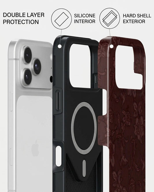 Burgundy Damask Floral iPhone 18 Pro Max Case
