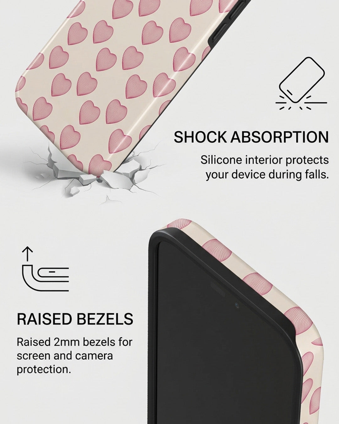 Pink Heart Print iPhone 18 Pro Case