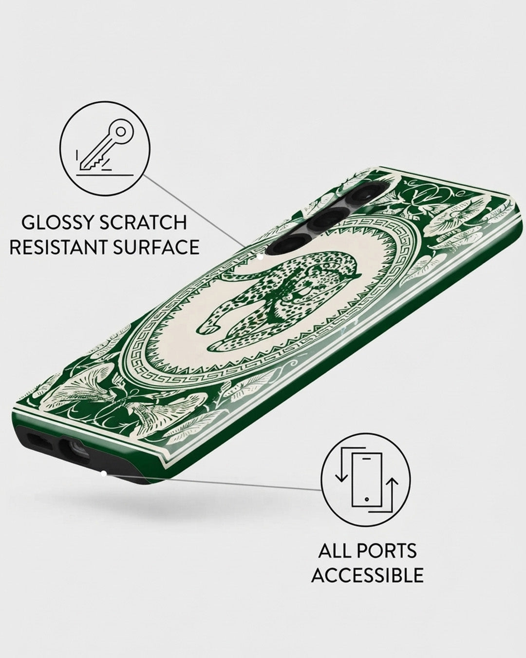 Green Leopard Case for Samsung Galaxy S25 Plus