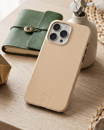 Beige Gingham Check iPhone 14 Pro Case