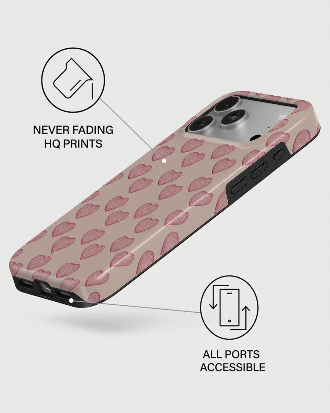 Pink Heart Print iPhone 18 Pro Case