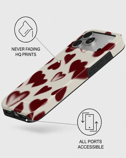 Burgundy Heart Print iPhone 17 Pro Max Case