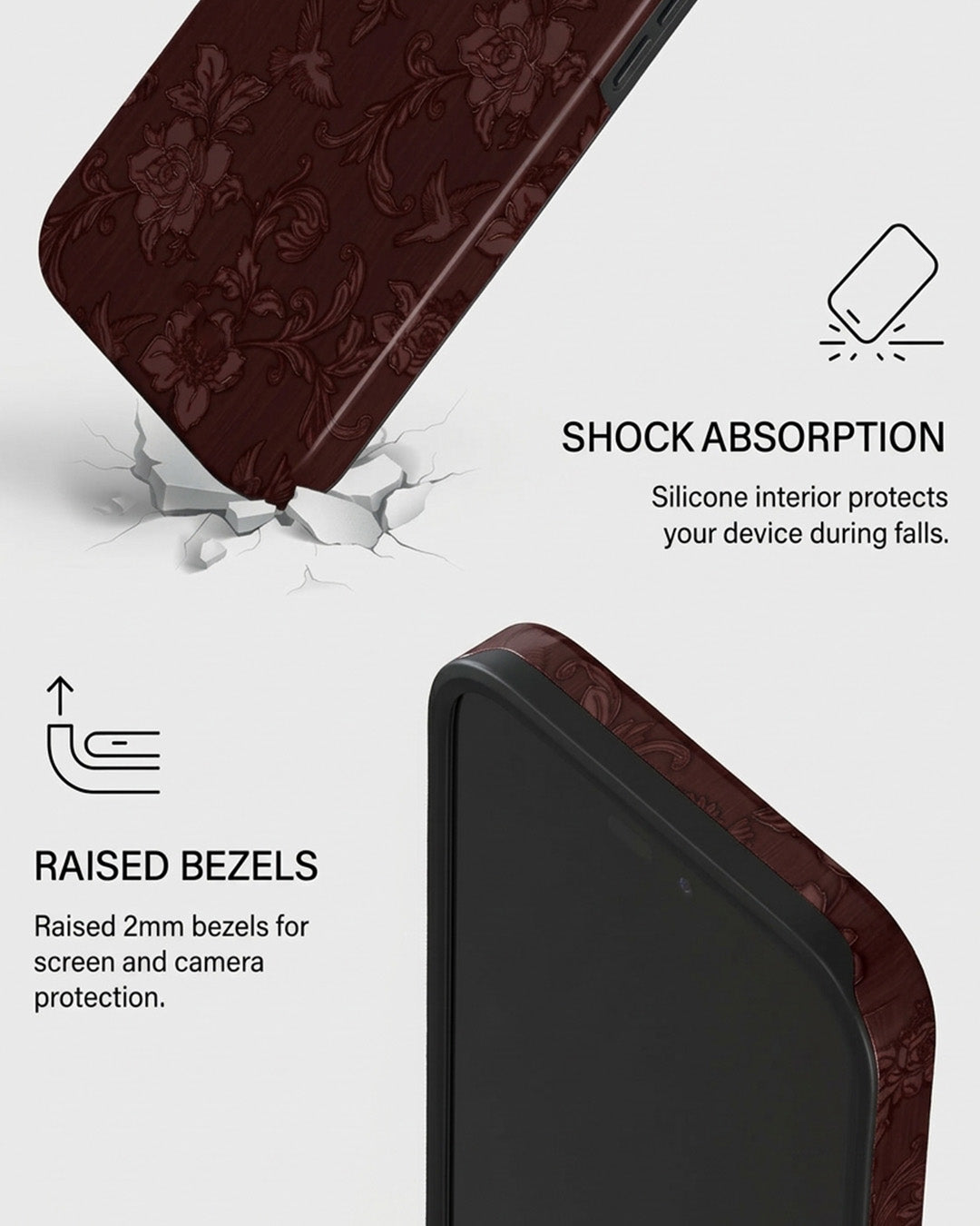Burgundy Damask Floral iPhone 18 Pro Max Case