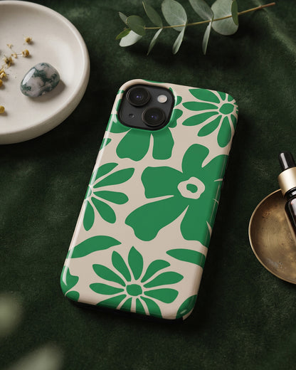 Green Retro Floral iPhone 13 Case
