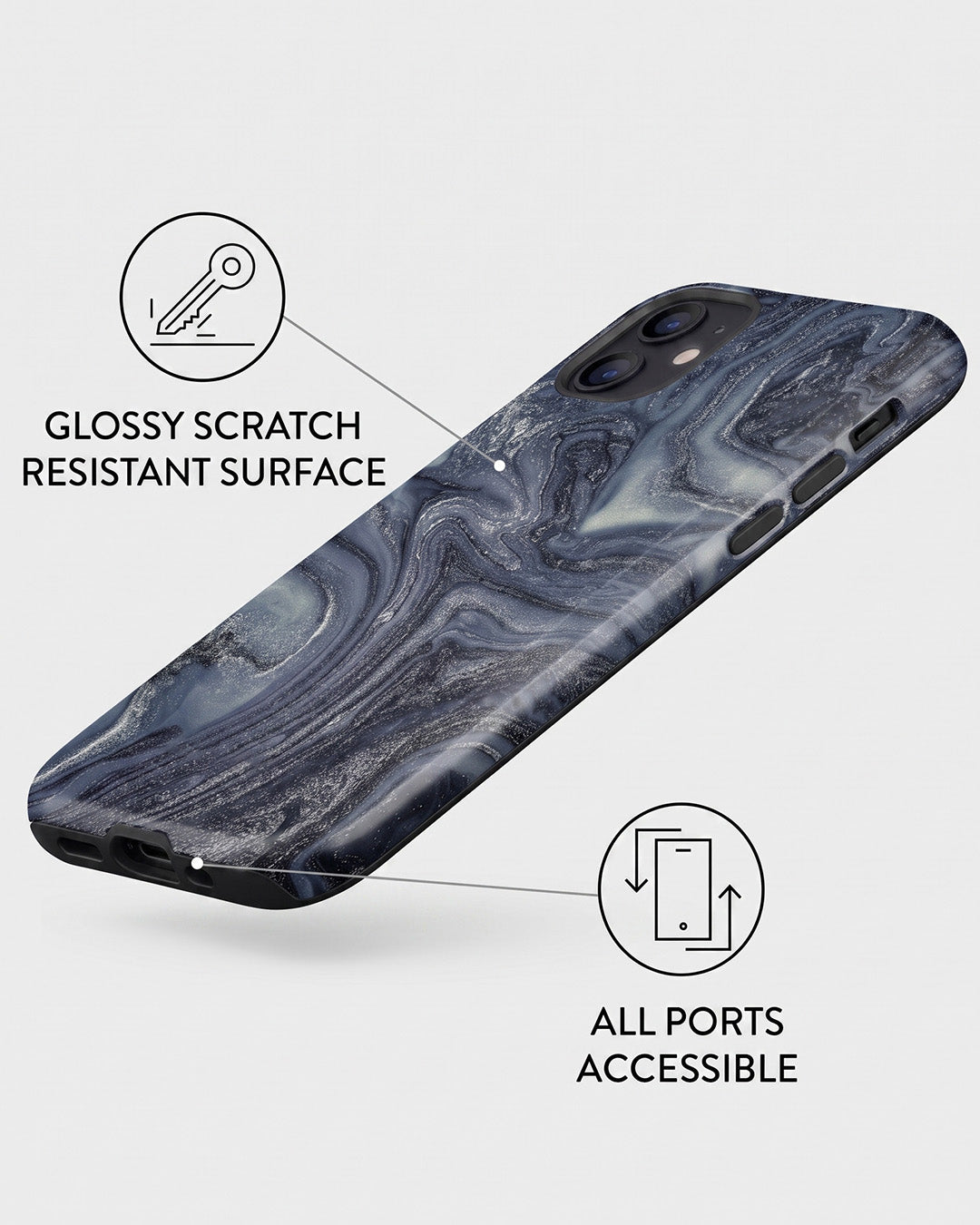 Slate Glitter Marble iPhone 12 Case