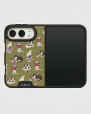 Olive Dog Print iPhone Duo Case