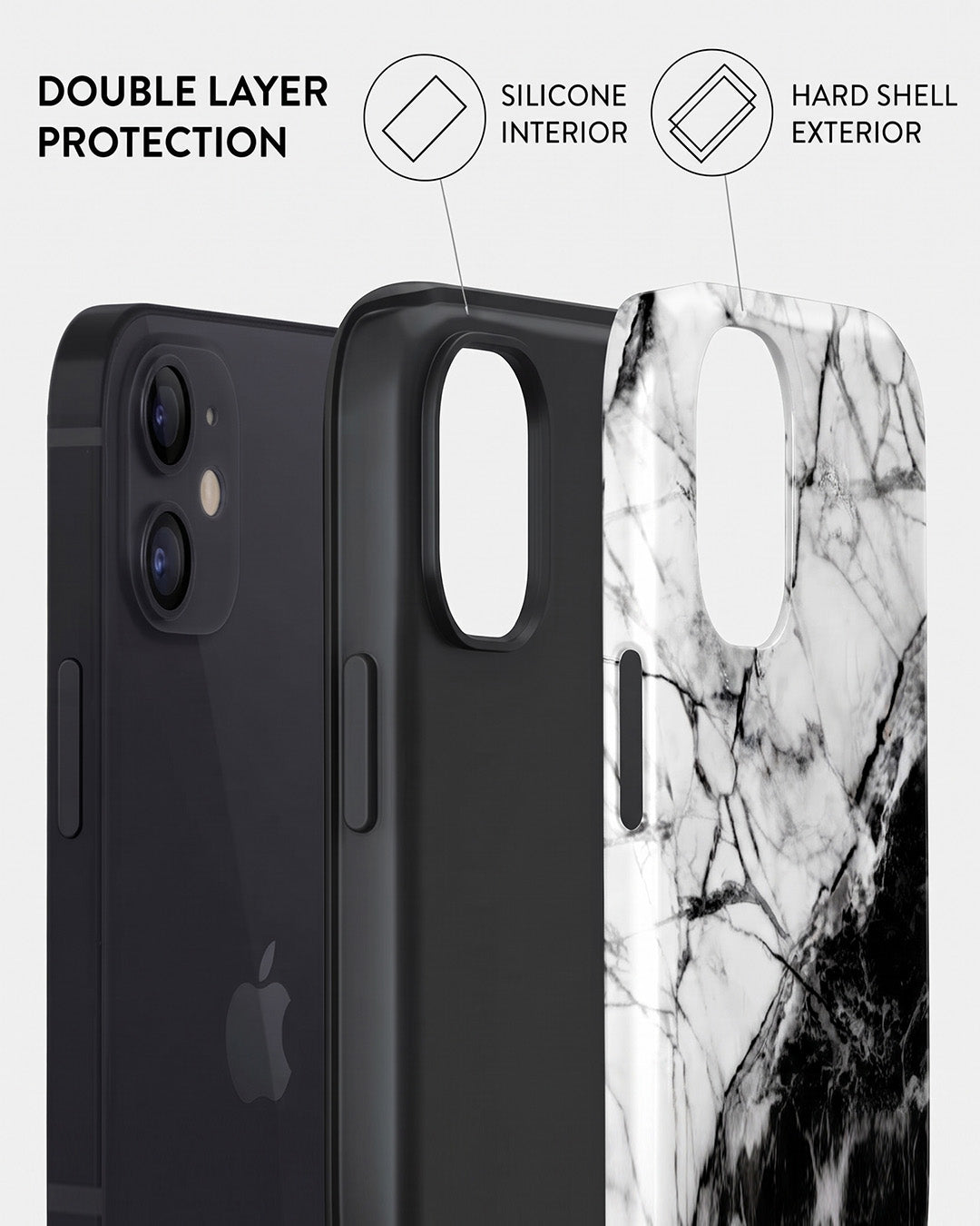 Black & White Marble iPhone 12 Mini Case
