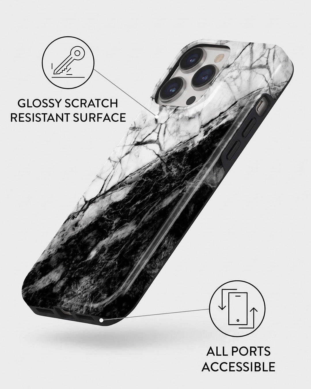 Black & White Marble iPhone 13 Pro Case