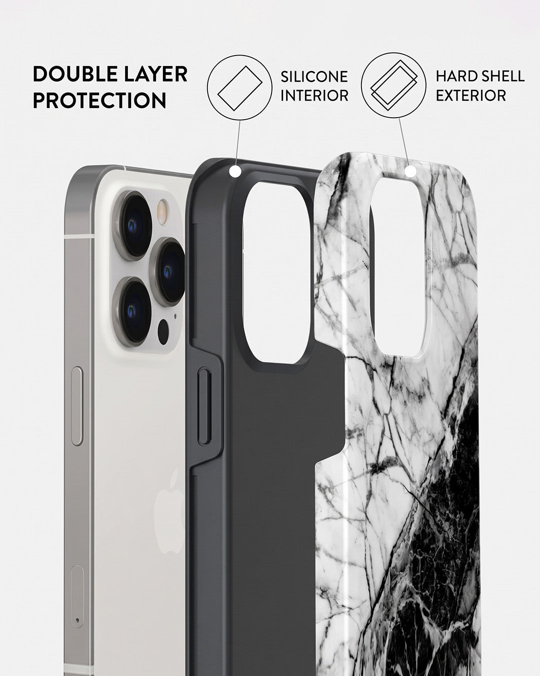 Black & White Marble iPhone 13 Pro Case