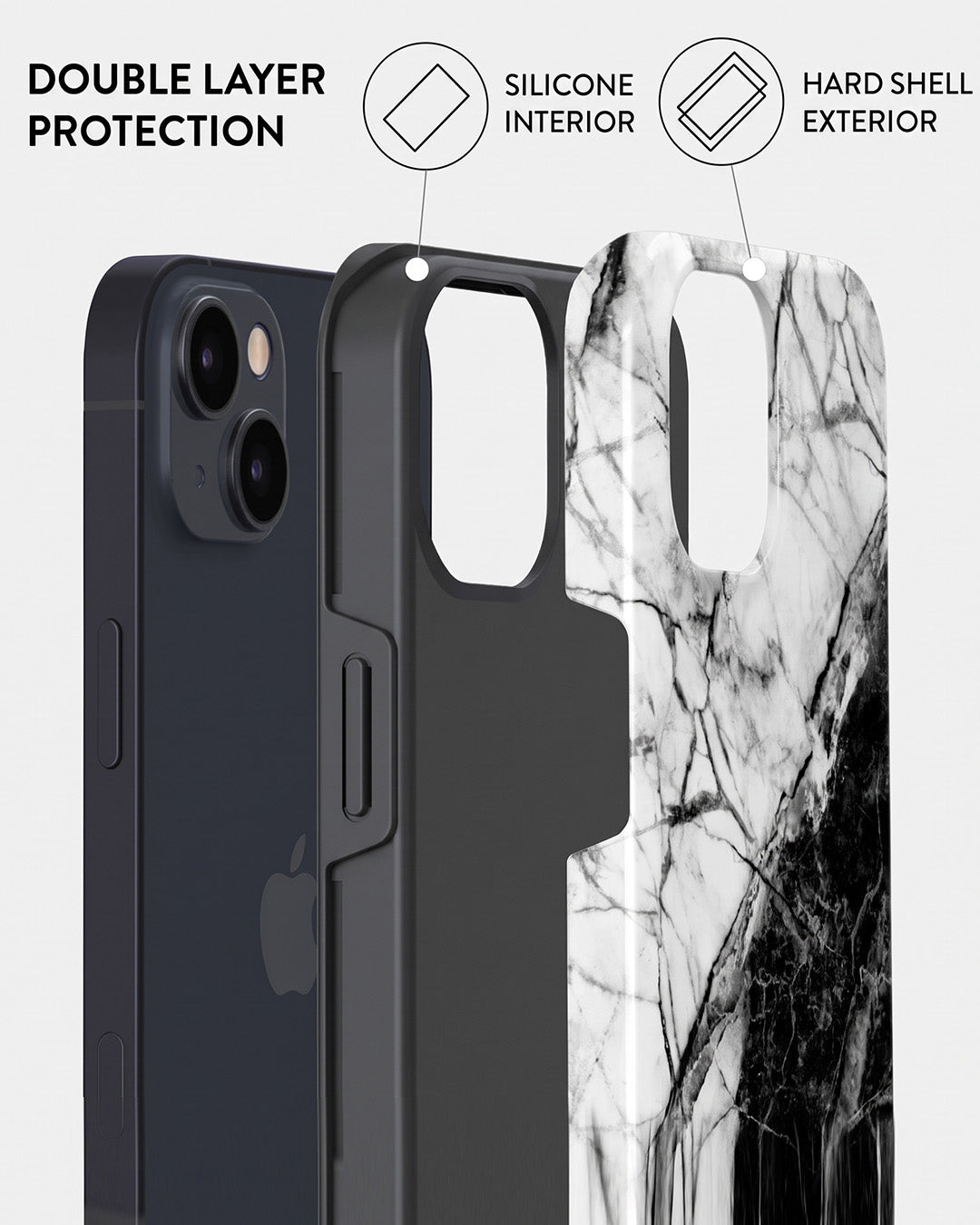 Black & White Marble iPhone 15 Case
