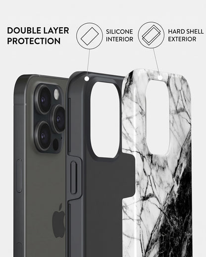 Black & White Marble iPhone 15 Plus Case