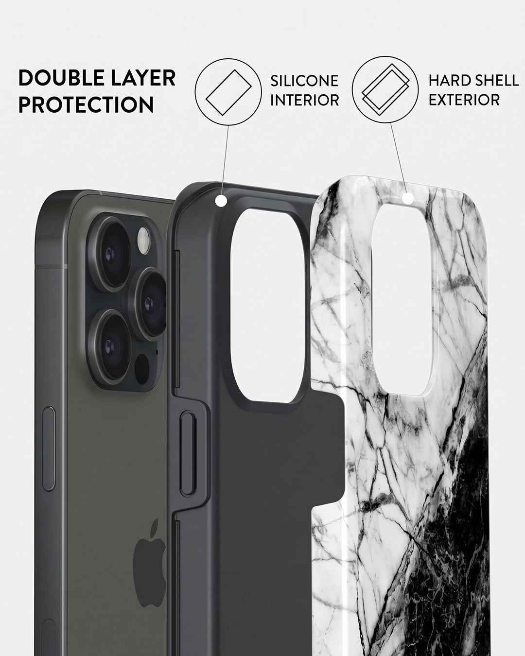 Black & White Marble iPhone 15 Pro Max Case