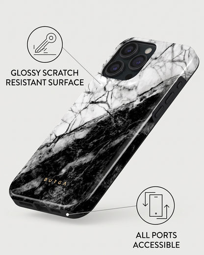 Black & White Marble iPhone 15 Pro Case