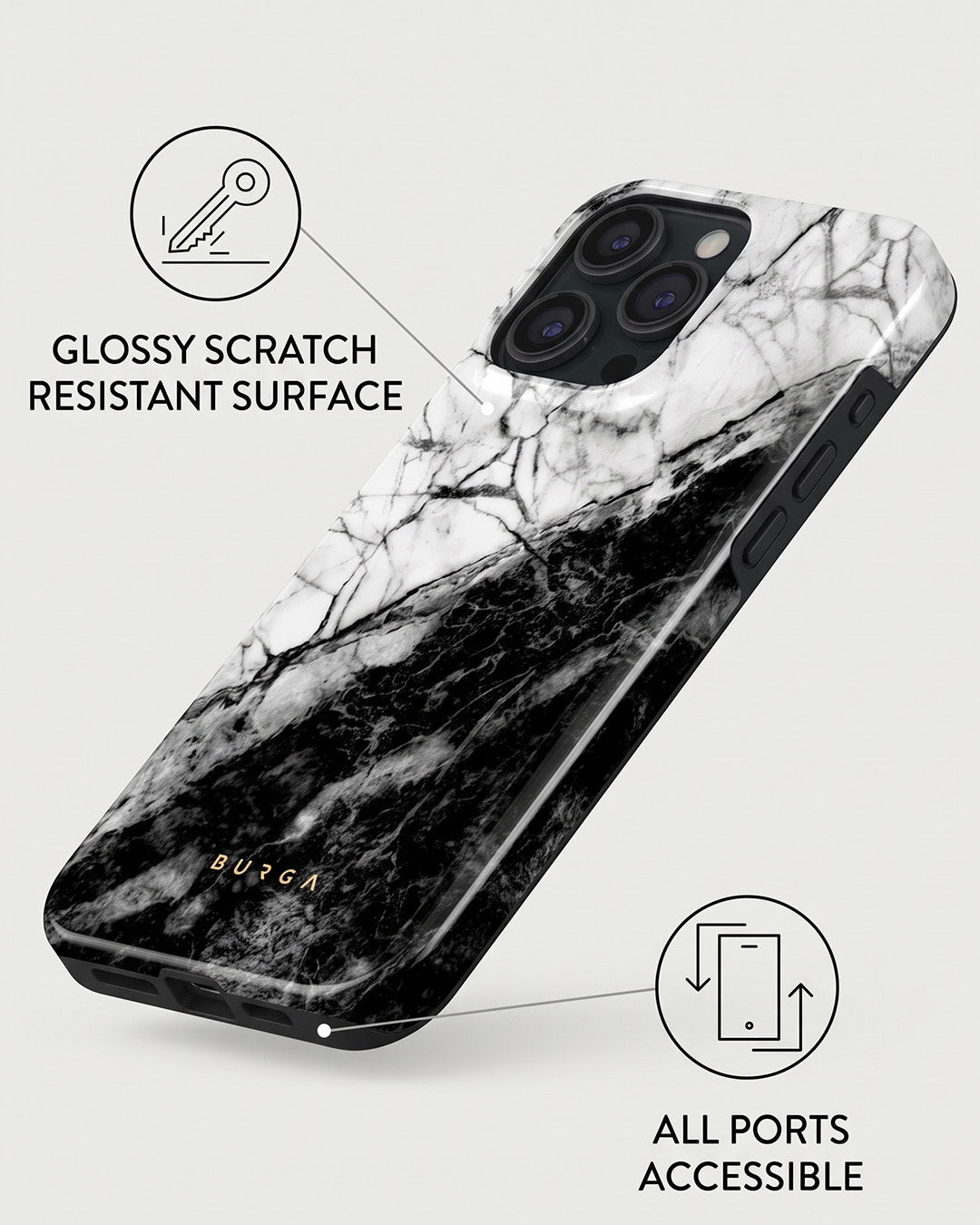 Black & White Marble iPhone 15 Pro Max Case