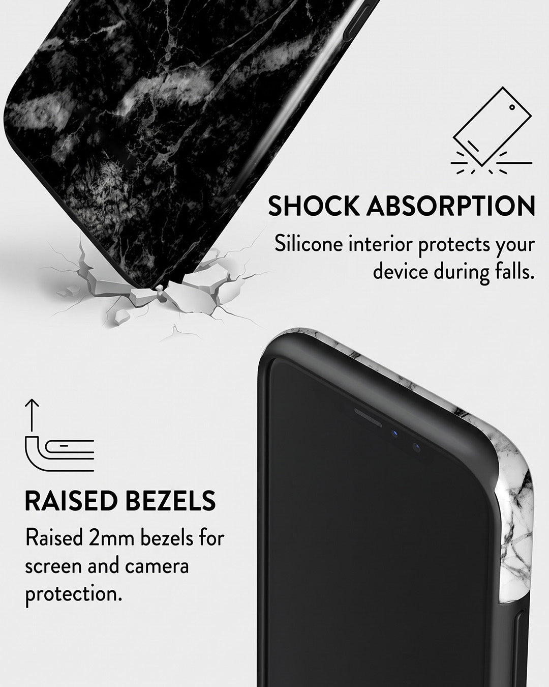 Black & White Marble iPhone 15 Pro Case