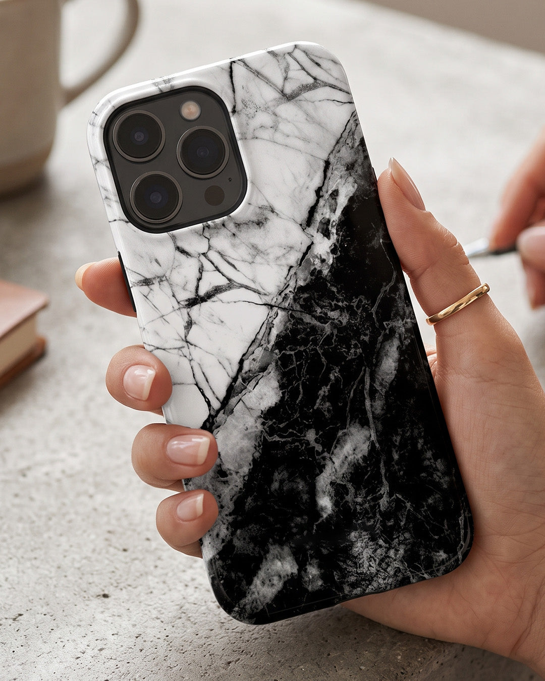 Black & White Marble iPhone 15 Pro Max Case