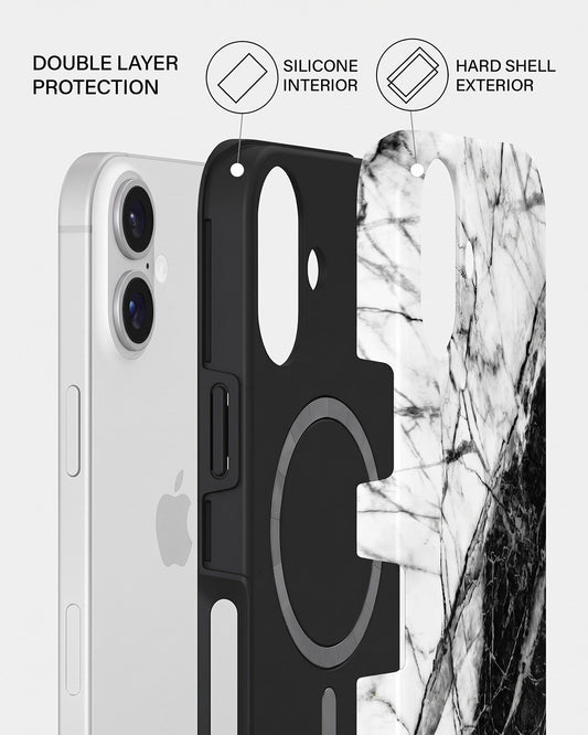 Black & White Marble iPhone 16 Plus Case