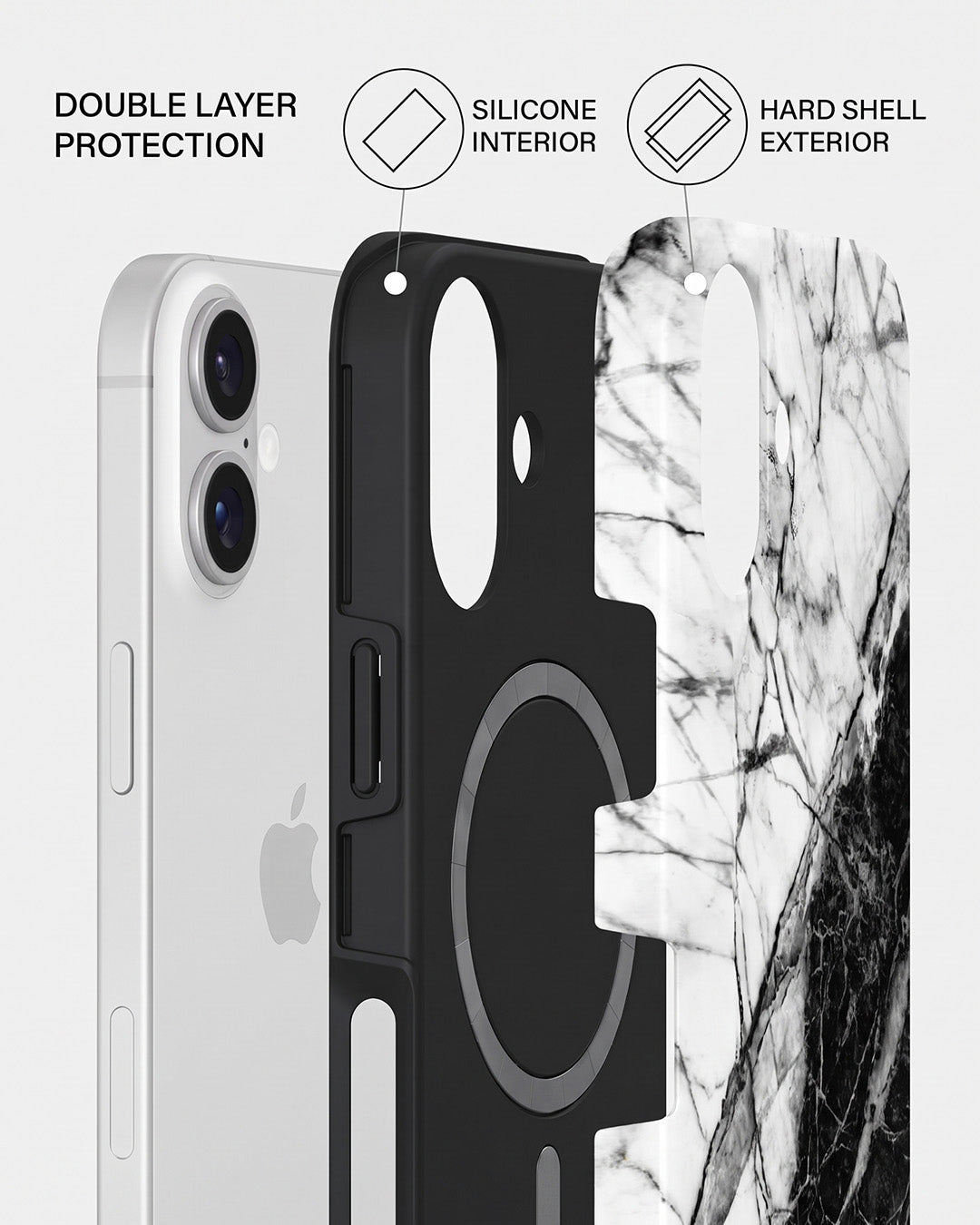 Black & White Marble iPhone 16 Case