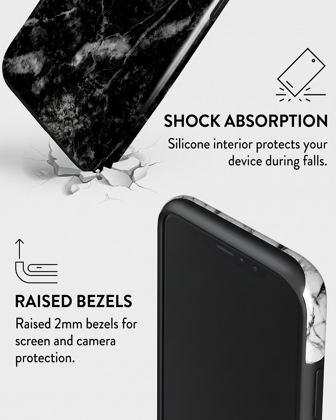 Black & White Marble iPhone 16 Case