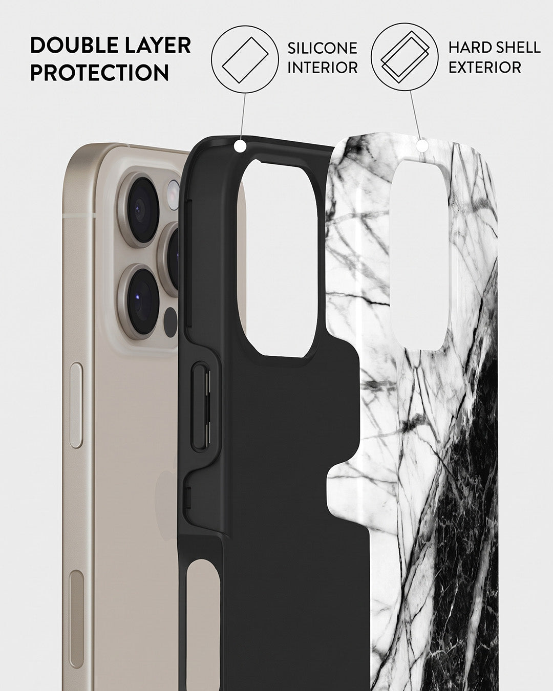 Black & White Marble iPhone 16 Pro Case