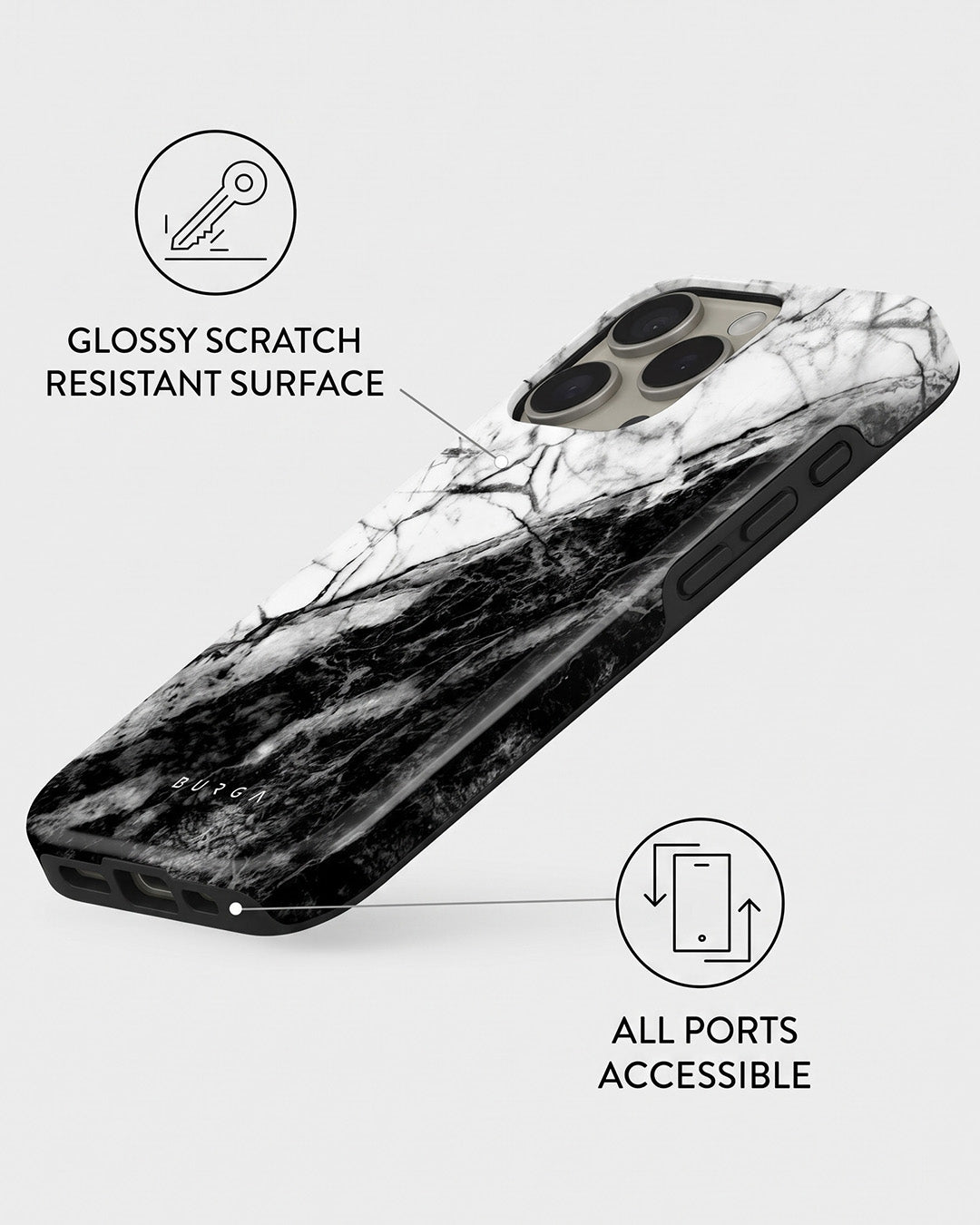 Black & White Marble iPhone 16 Pro Case