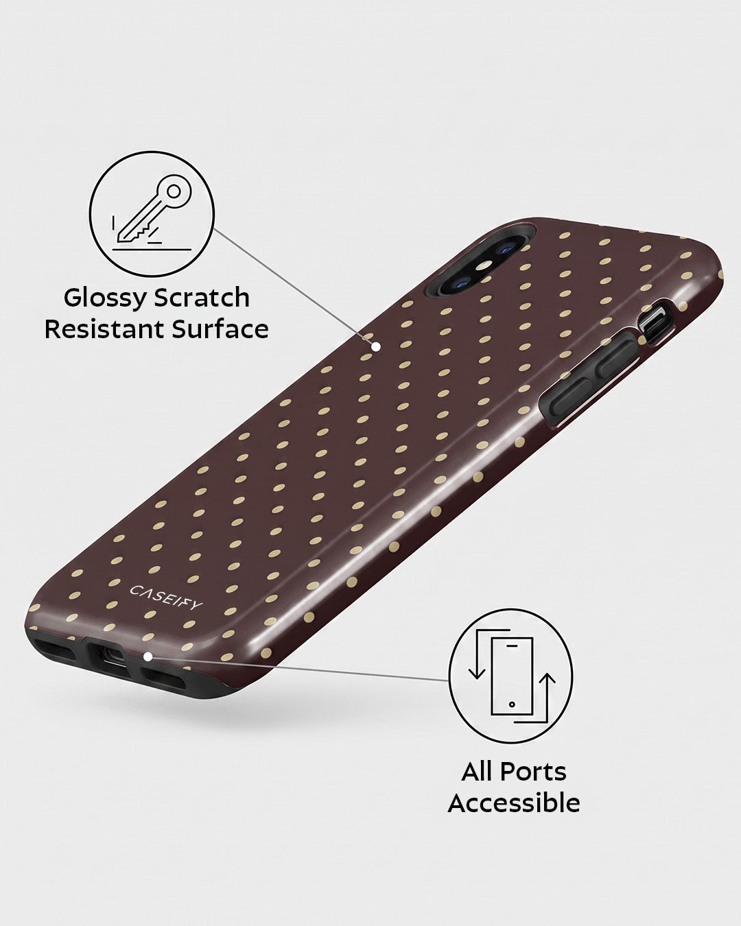 Brown Polka Dot iPhone XS Case